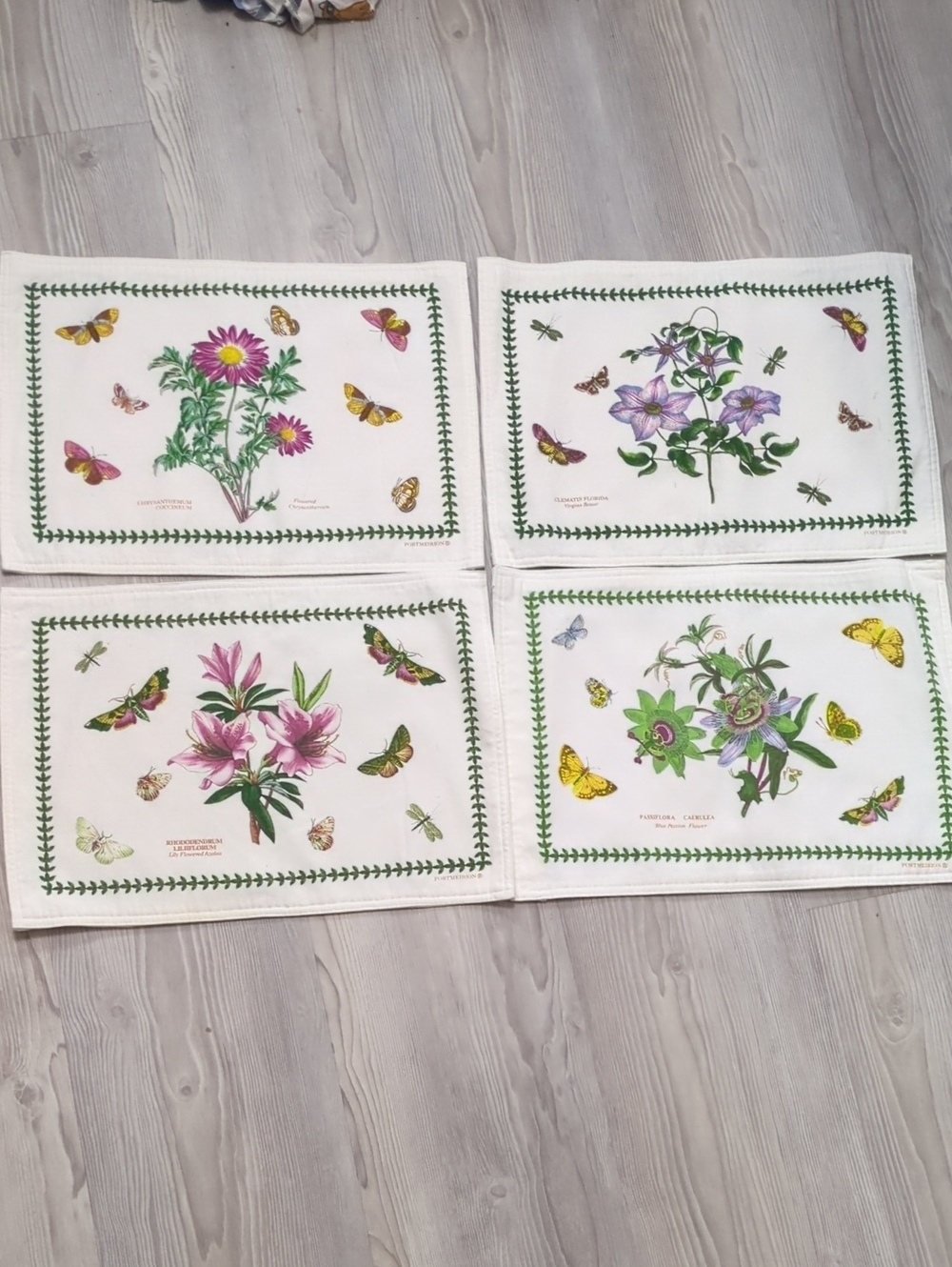 Portmeirion Botanic Garden Placemats Set of 4 Floral Butterfly Has Some Stains!